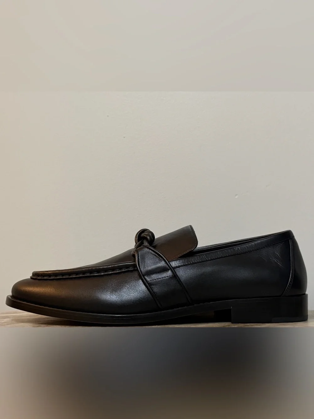 BOTTEGA VENETA ASTAIRE LOAFER $1100 BLACK LEATHER 45.5 / 12.5 US Knot Slippers
